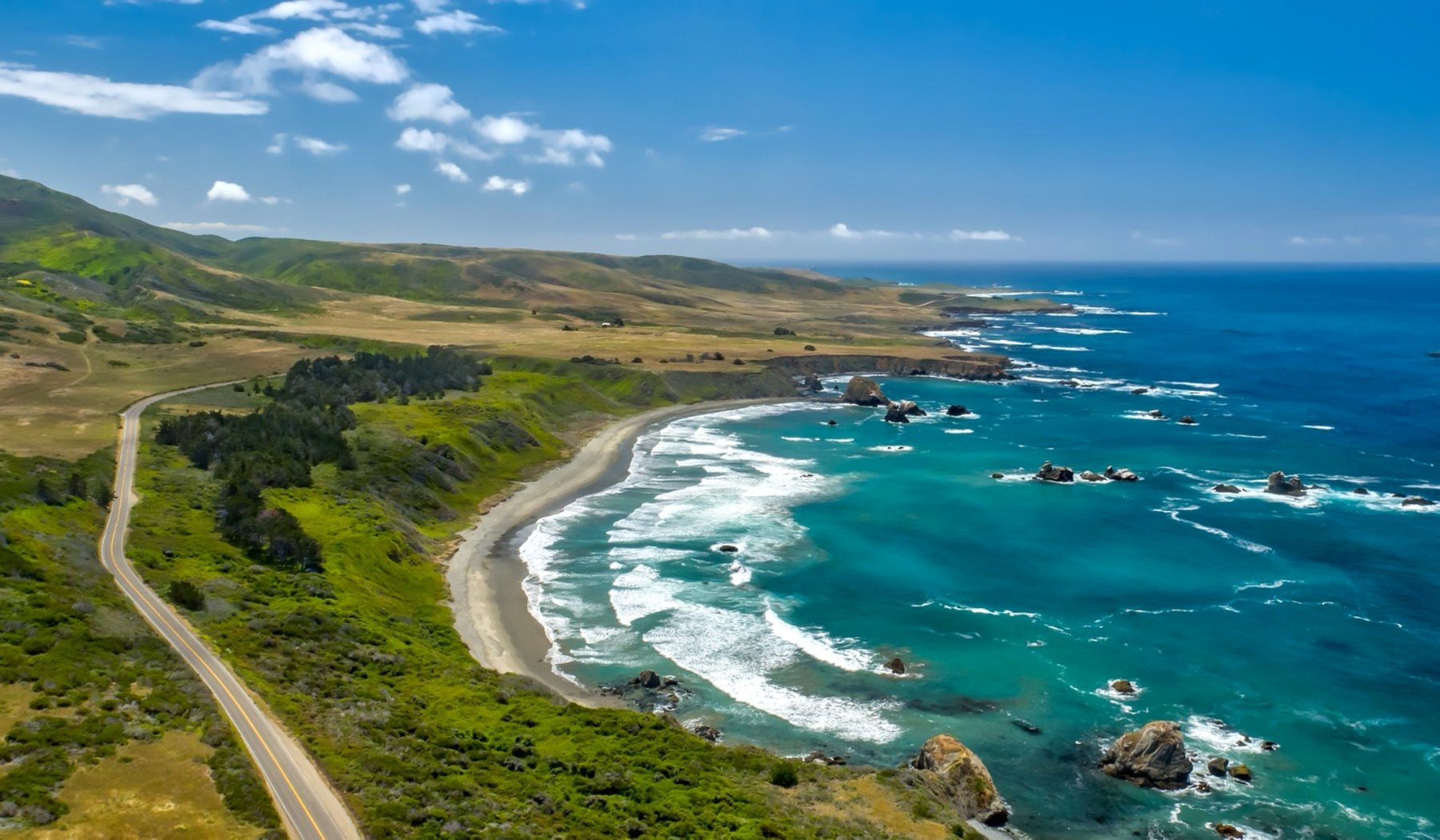 Aerial view of Highway 1 coastline
